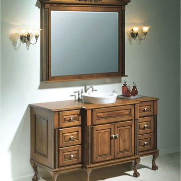 60'' Cherry Breakfront Dresser Vanity