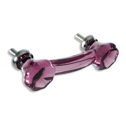 CKP - 3 inch Glass Pull, Amethyst Glass, Nickel Base - Cabinet And Drawer Handle Pulls