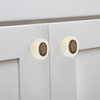 Beauty Art 1-1/2 in. White and Wood Round Drawer Cabinet Knob