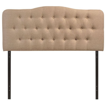 Modway Annabel Queen Upholstered Polyester Fabric Headboard in Beige