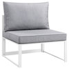 Fortuna Armless Outdoor Aluminum Sectional Sofa, White Gray