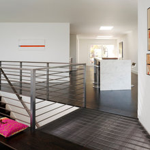 staircase and kitchen