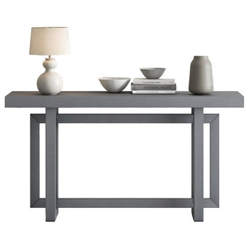 Minimalistic Console Table, Unique Geometric Base With Large Top, Dark Gray