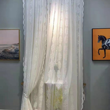 QYI221C Venus Embroidery Beautiful White Flowers Custom Made Sheer