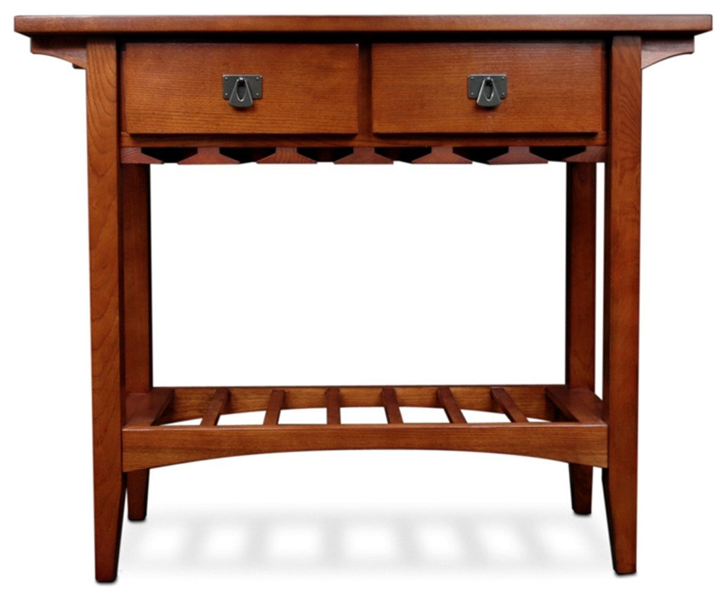 Leick Furniture Wood Mission Wine Stand with Storage Drawers in Black ...