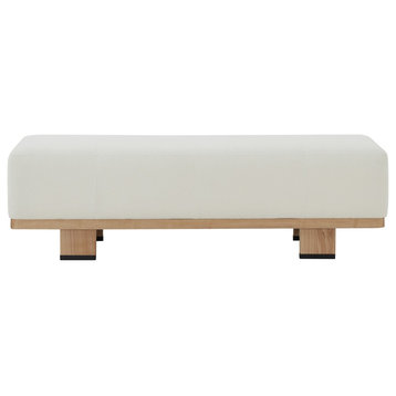 Safavieh Couture Abrianna Wood Base Bench, Ivory/Natural
