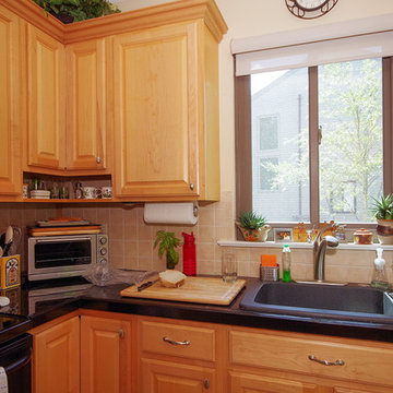 Bronze Sliding Window in Condo Kitchen