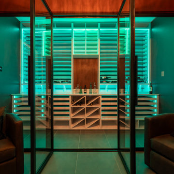 Modern Metal Wine Racks Meet Customizable RGB Lighting
