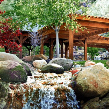 Timber Frame Pergolas & Gazebo Combination for Shade