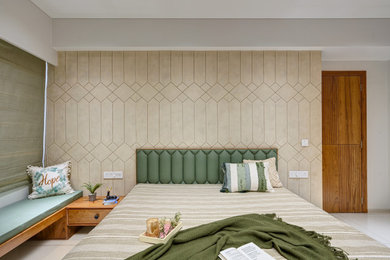 Design ideas for a contemporary bedroom in Ahmedabad.