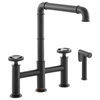Avallon Pro Widespread Kitchen Faucet With Side Sprayer, Matte Black