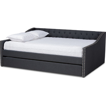 Haylie Daybed with Roll-Out Trundle Bed - Dark Gray, Queen