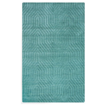 Technique 3' x 5' Solid Blue/Dark Teal Hand Loomed Area Rug