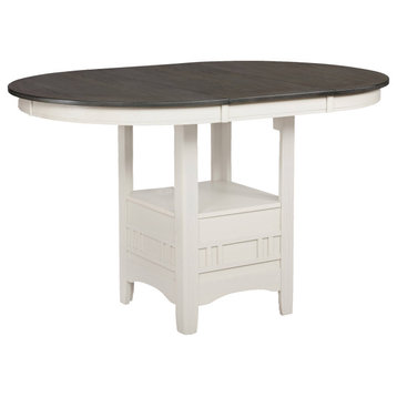 Benzara BM241328 Counter Height Table With Leaf Extension, White and Gray