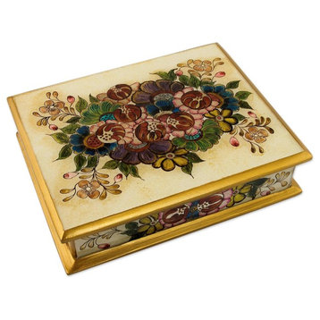 Cajamarca Blossoms Reverse Painted Glass Box