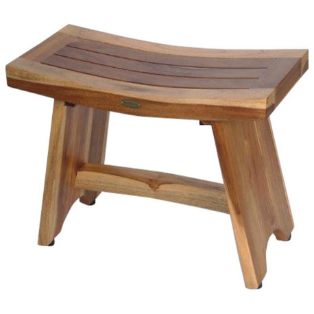 EcoDecors EarthyTeak Serenity Style Shower Bench, 24", Without Shelf