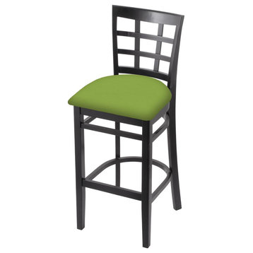 3130 25 Counter Stool with Black Finish and Canter Kiwi Green Seat