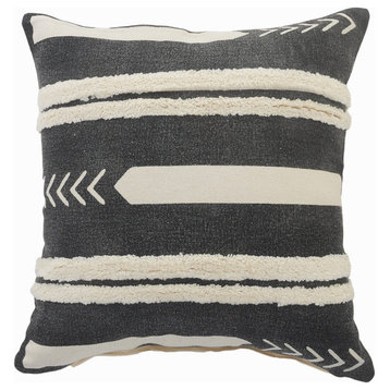 Geometric and Tufted Stripe Throw Pillow