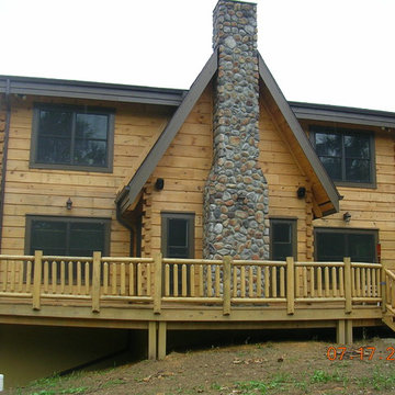 Rear Grilling Porch and River Rock Chimney