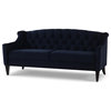Ken Velvet Tufted Sofa, Dark Navy Blue