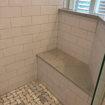 Bathroom, Tub-Surround and Shower Bench- Engineered Quartz (Bianco Marina)