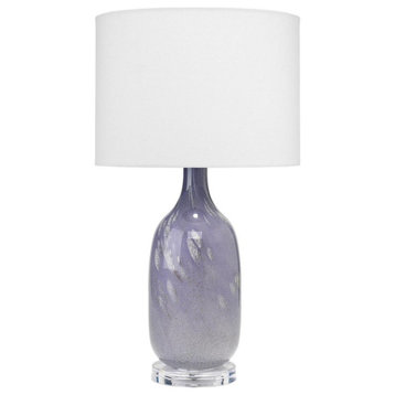 Elegant Soft Purple Lavender Art Glass Table Lamp 25 in Mouth Blown Bottle Shape