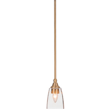 Stem 1-Light Pendant with Hang Straight Swivel, New Age Brass/Clear Bubble