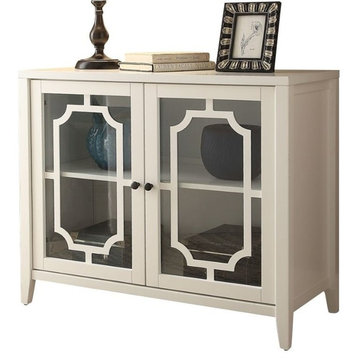Bowery Hill Contemporary 2-Door Wood/Glass Accent Chest in White