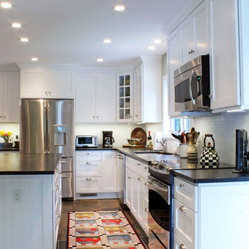 Classic White Kitchen with White Island