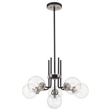 Parsons 6-Light Chandelier In Matte Black With Brushed Nickel