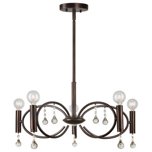 Antique Bronze Finish with White Glass Forte 2699-05-32 26 Inch Five Light Chandelier 