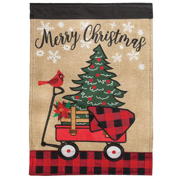 Red Wagon Double Applique Flag