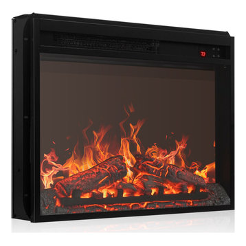 23" Electric Fireplace Insert Indoor Heater with Remote Control, Black