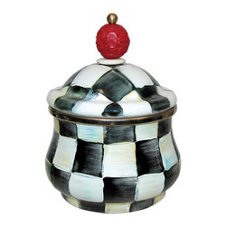 Courtly Check Enamel Lidded Sugar Bowl | MacKenzie-Childs - Bathroom Canisters
