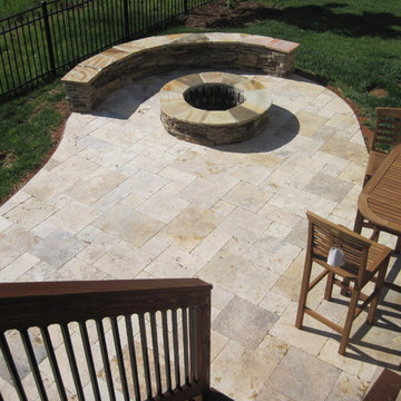 Salt Lake Travertine Patio, Fire Pit & Sitting Wall