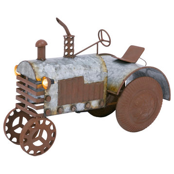Antique galvanized 14.2-in metal tractor