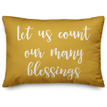 Let Us Count Our Many Blessings Lumbar Pillow, Mustard, 14"x20"