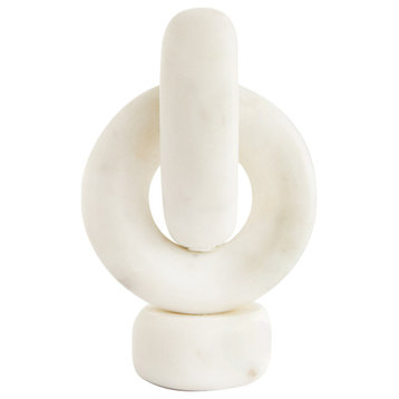 Decorative Marble Chain Link Taper Candle Holder, White