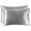 Set of 2 Standard Size Satin Microfiber Pillowcases for Hair and Skin, Queen