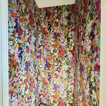 Bold Floral Wallpaper Installation in Closet Space