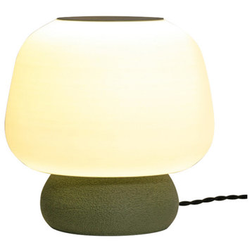 Mushroom 10" Plant-Based PLA Dimmable LED Table Lamp, White/Green