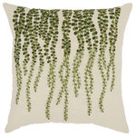 Mina Victory - Mina Victory Royal Palm Weeping Willow 18" x 18" Green Indoor Throw Pillow - Fabulous fan-shaped fronds, in this Mina Victory Royal Palm pillow collection, are like a cool breeze on a warm tropical