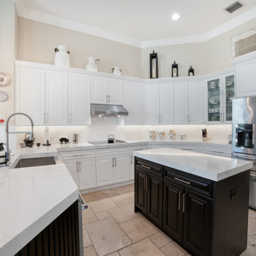 Traditional to Transitional Kitchen Revival with Black Island in Davie