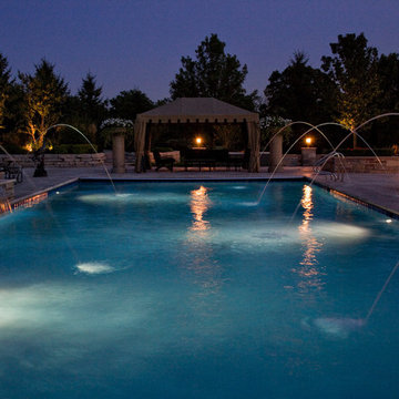Lake Forest, IL Swimming Pool and Raised Hot Tub with Laminar Fountains