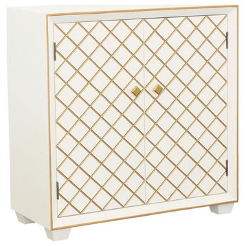 Coaster Belinda 2-door Modern Wood Accent Cabinet White and Gold