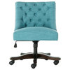 Safavieh Soho Tufted Linen Swivel Desk Chair, Light Blue