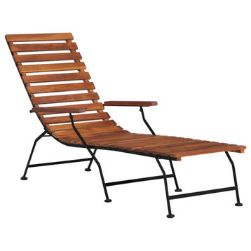 vidaXL Patio Lounge Chair Outdoor Sunbed Sunlounger for Beach Solid Acacia Wood