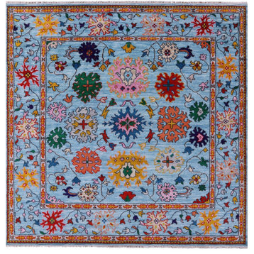 9' Square Turkish Oushak Hand Knotted Wool Rug - Q11693