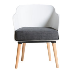 Pine and PVC Armchair, White and Gray