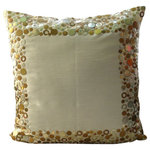 The HomeCentric - Ivory Metal Sequins Pillows Cover, Art Silk Pillow Covers 18x18, Ivory Glamour - Ivory Glamour is an exclusive 100% handmade decorative pillow cover designed and created with intrinsic detailing. A perfect item to decorate your living room, bedroom, office, couch, chair, sofa or bed. The real color may not be the exactly same as showing in the pictures due to the color difference of monitors. This listing is for Single Pillow Cover only and does not include Pillow or Inserts.